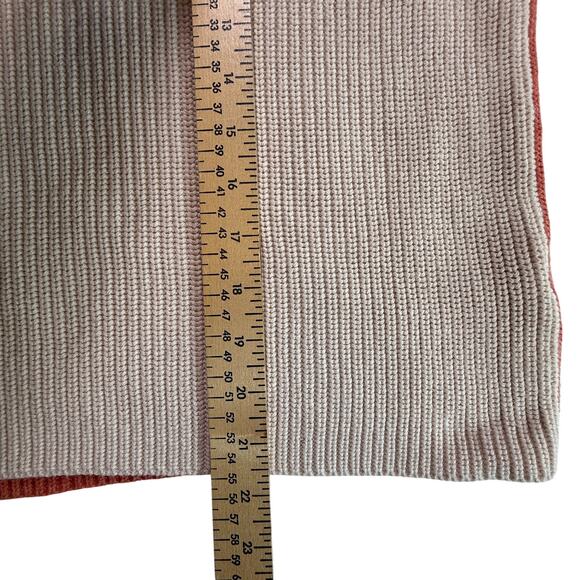 Lisa Todd Cotton Colorblock Sweater V-Neck Taupe Rust Knit Pullover Size M - Picture 6 of 11